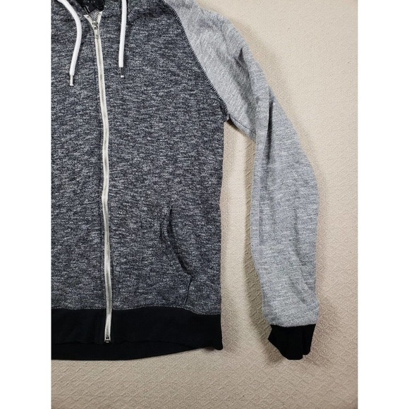 21 Men Sweater Mens Small Gray Colorblock Long Sleeve Full Zip Hoodie Pockets - Picture 3 of 12